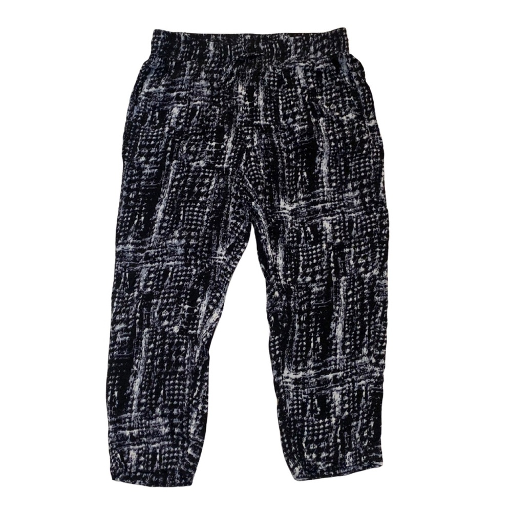 2/$30 Cynthia Rowley Blue White Print Elastic Waist Crop Pants Capri Coastal